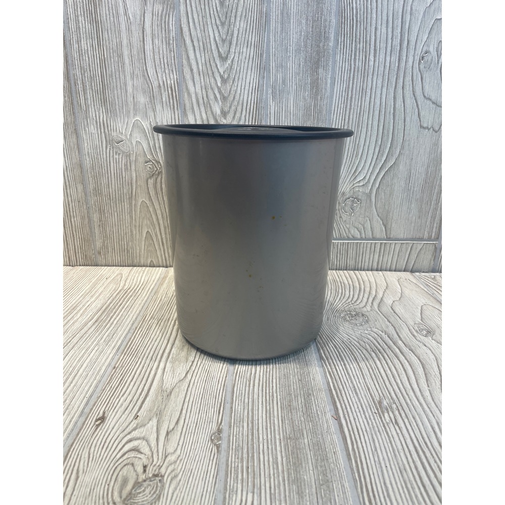 Vintage Tupperware Silver Canister with Black Lid 2418B-3 2419A-4 Made in USA